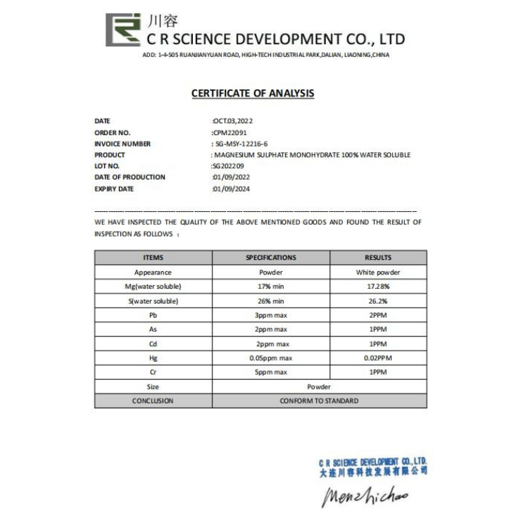 Magnesium Sulphate Agriculture